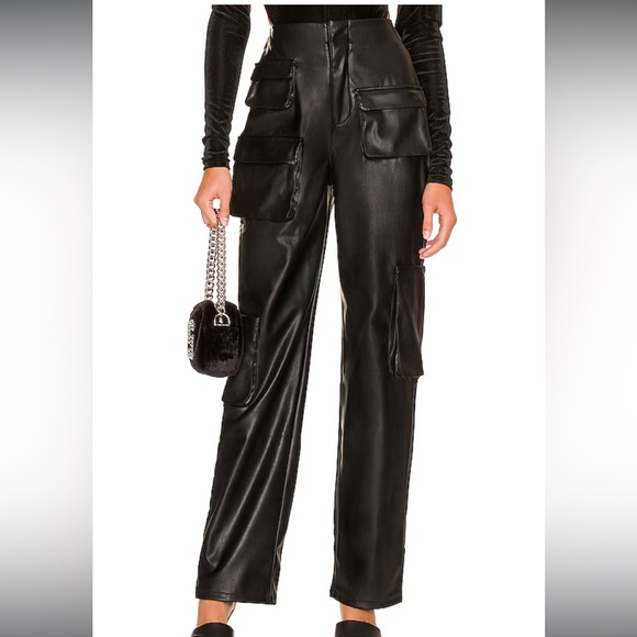 AFRM Sigmund Faux Leather Pant in Black size 30 - Picture 1 of 8